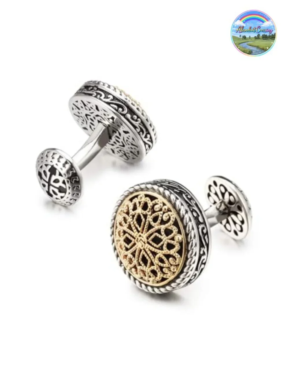 18K Gold Plated Cuff Links for Men Vintage Celtic Knot Gift Box